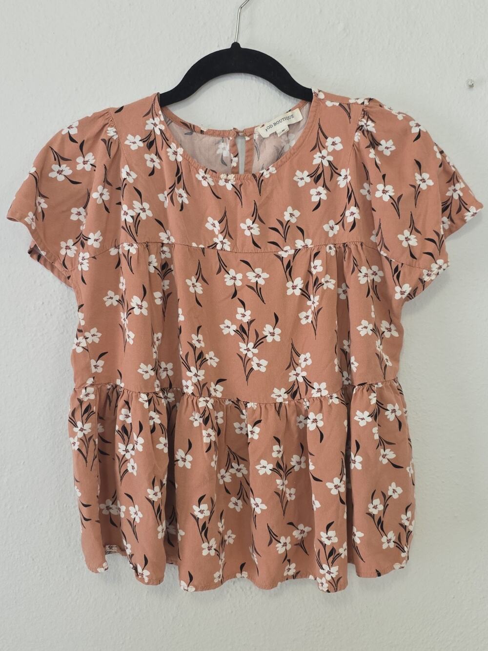 Peach Floral Tiered Tank Top by No Boundaries